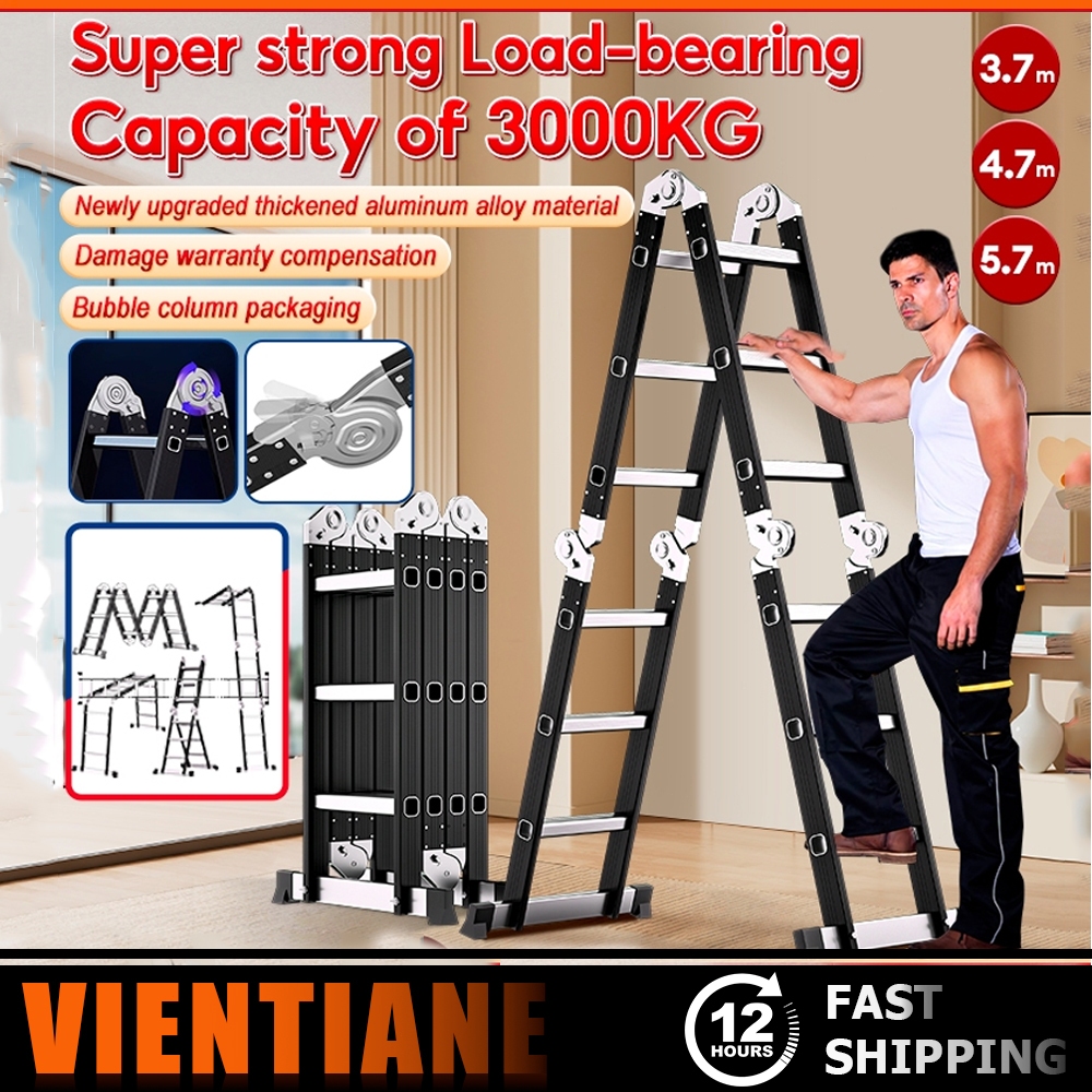 12FT 16FT 20FT Multi Purpose Aluminum Ladders foldable adjustable ...