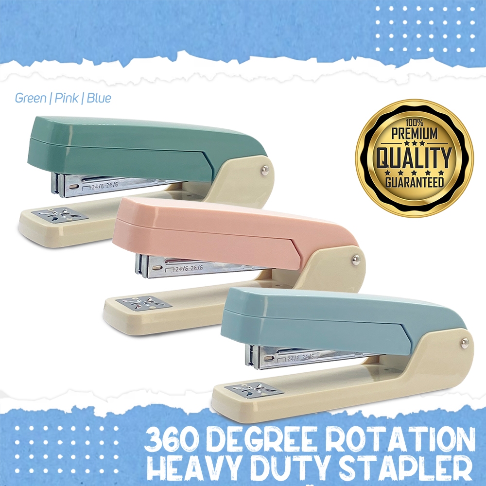 360 Degree Rotation Heavy Duty stapler Blue | Pink | Green | Shopee ...