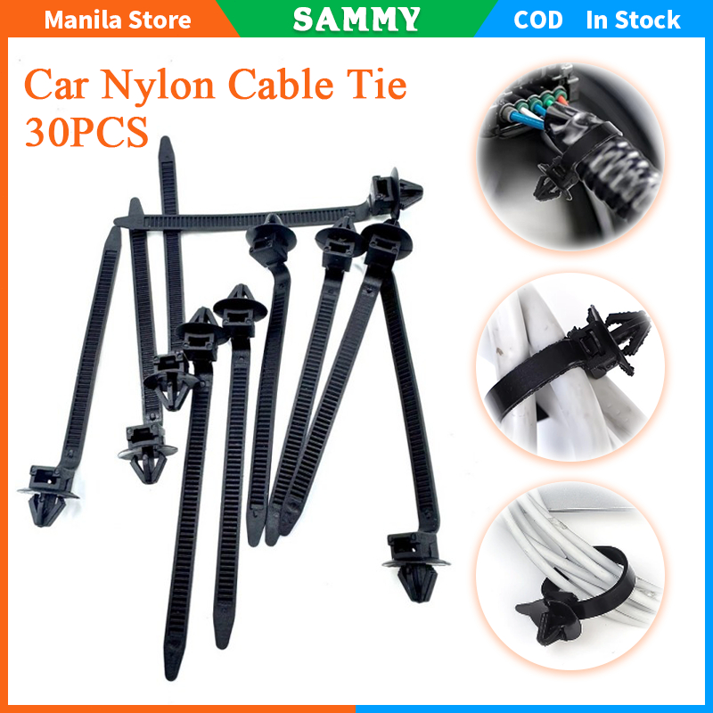 30PCS Car Cable Fastening Ties Push Mount Cable Tie Universal Car ...