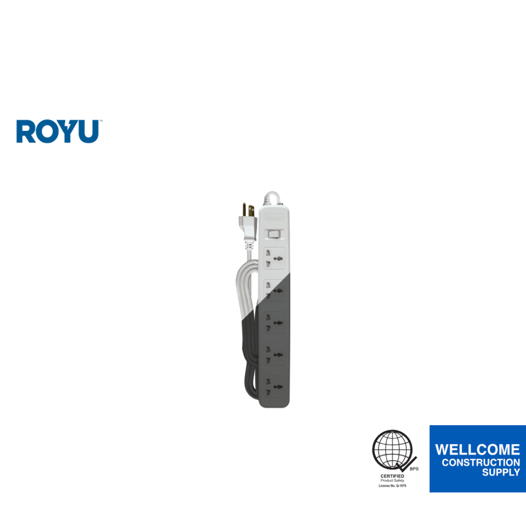 Royu 5 Gang Universal Outlet with Main Switch Gray Extension REDEC605/G ...