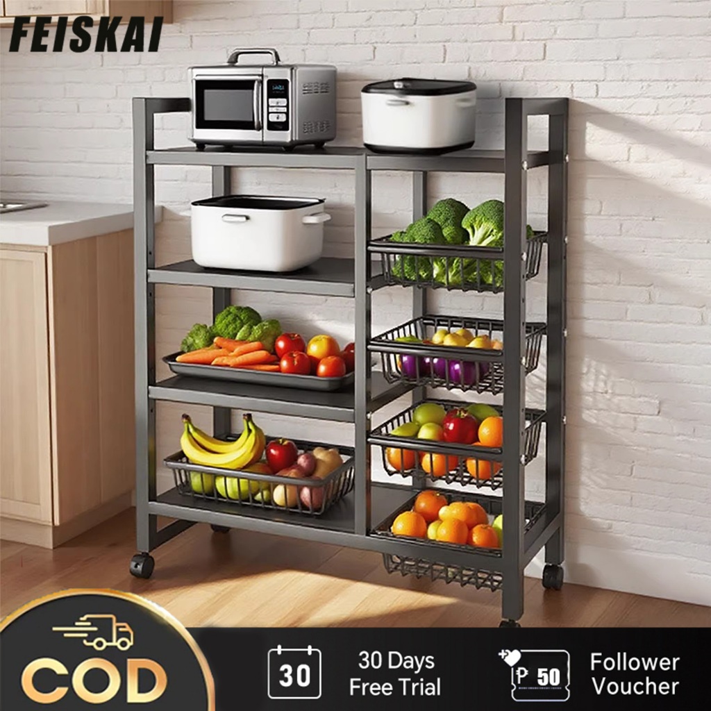 Kitchen Storage Rack Stainless Steel Organizer Rack Moving Rack ...
