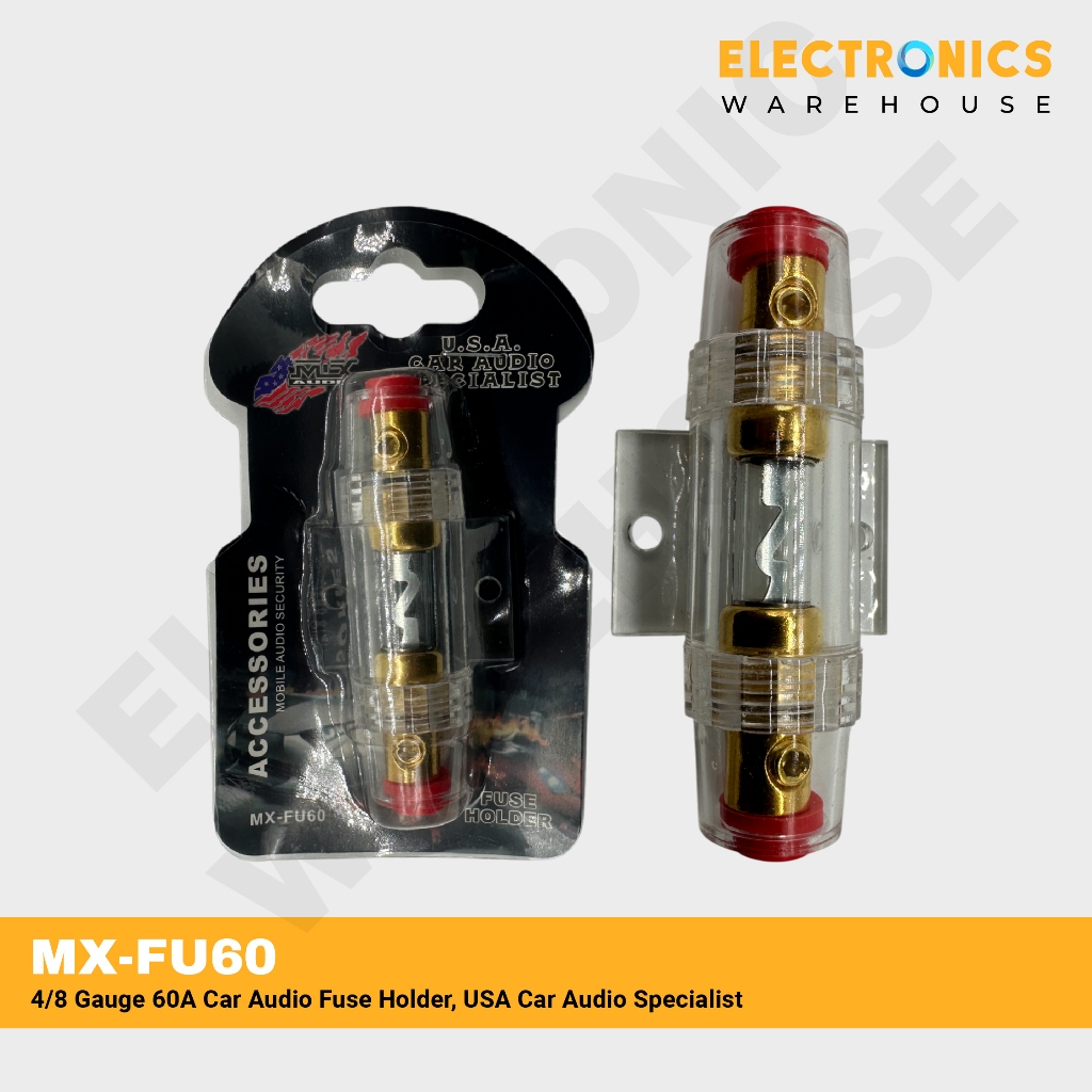 Mix Audio MX-FU60 4/8 Gauge 60A Car Audio Fuse Holder, USA Car Audio ...