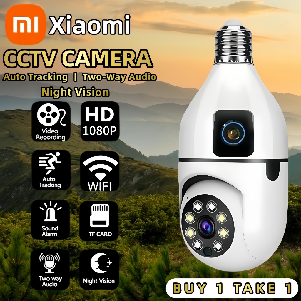 Xiaomi CCTV Bulb Camera 1080P Dual Lens WIFI Connect To Cellphone With ...