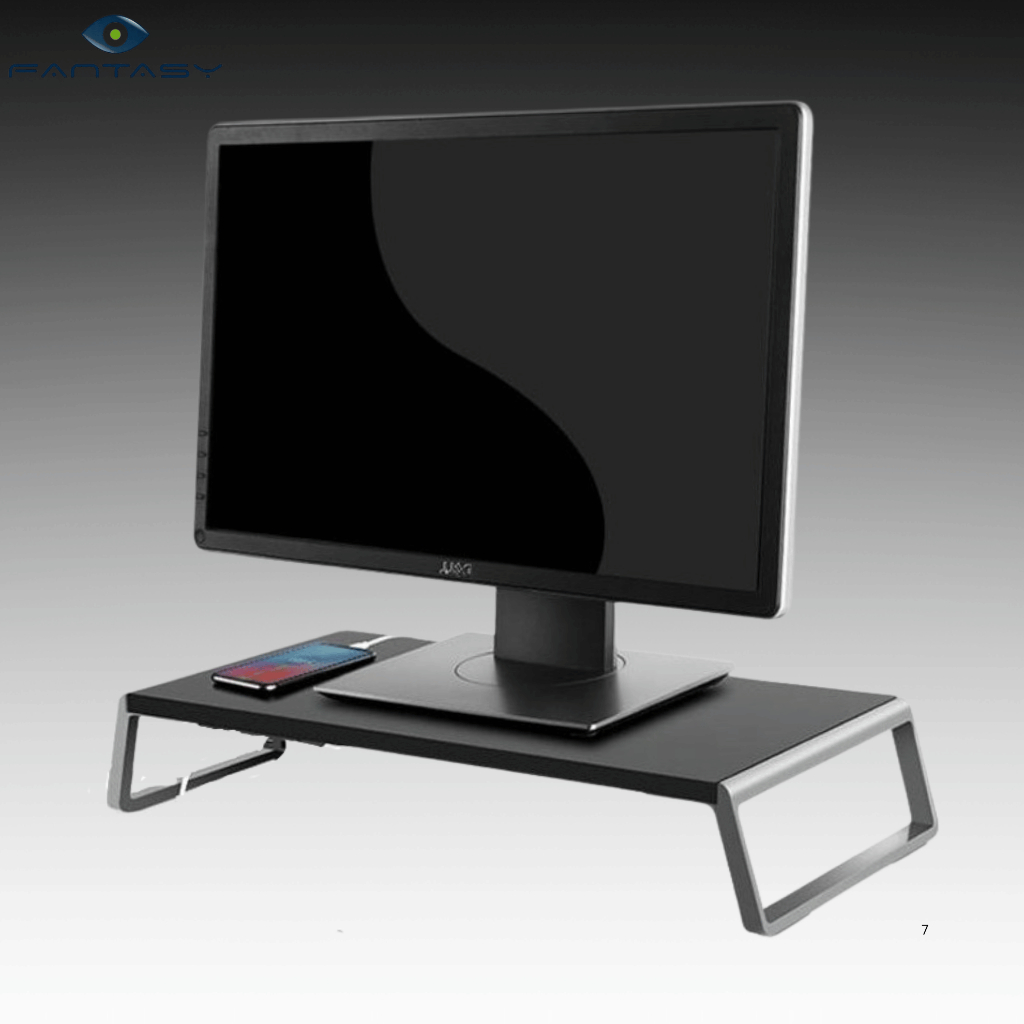 FANTASY UP Laptop Riser with strong aluminum legs and wide walnut wood ...