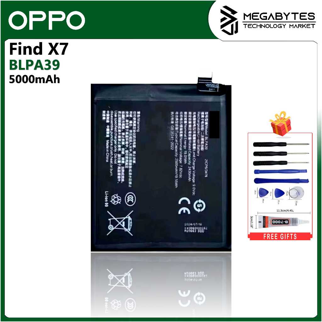 Megabytes Battery for Oppo Find X7 | PHZ110 BLPA39 | Shopee