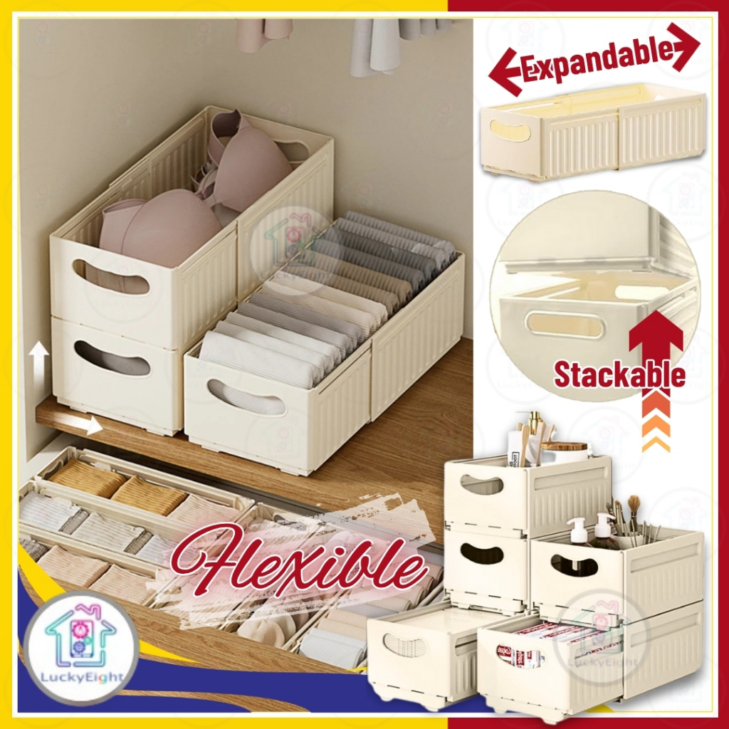 BIG! Sliding Bin Stackable Storage Box Retractable Cabinet Drawer ...