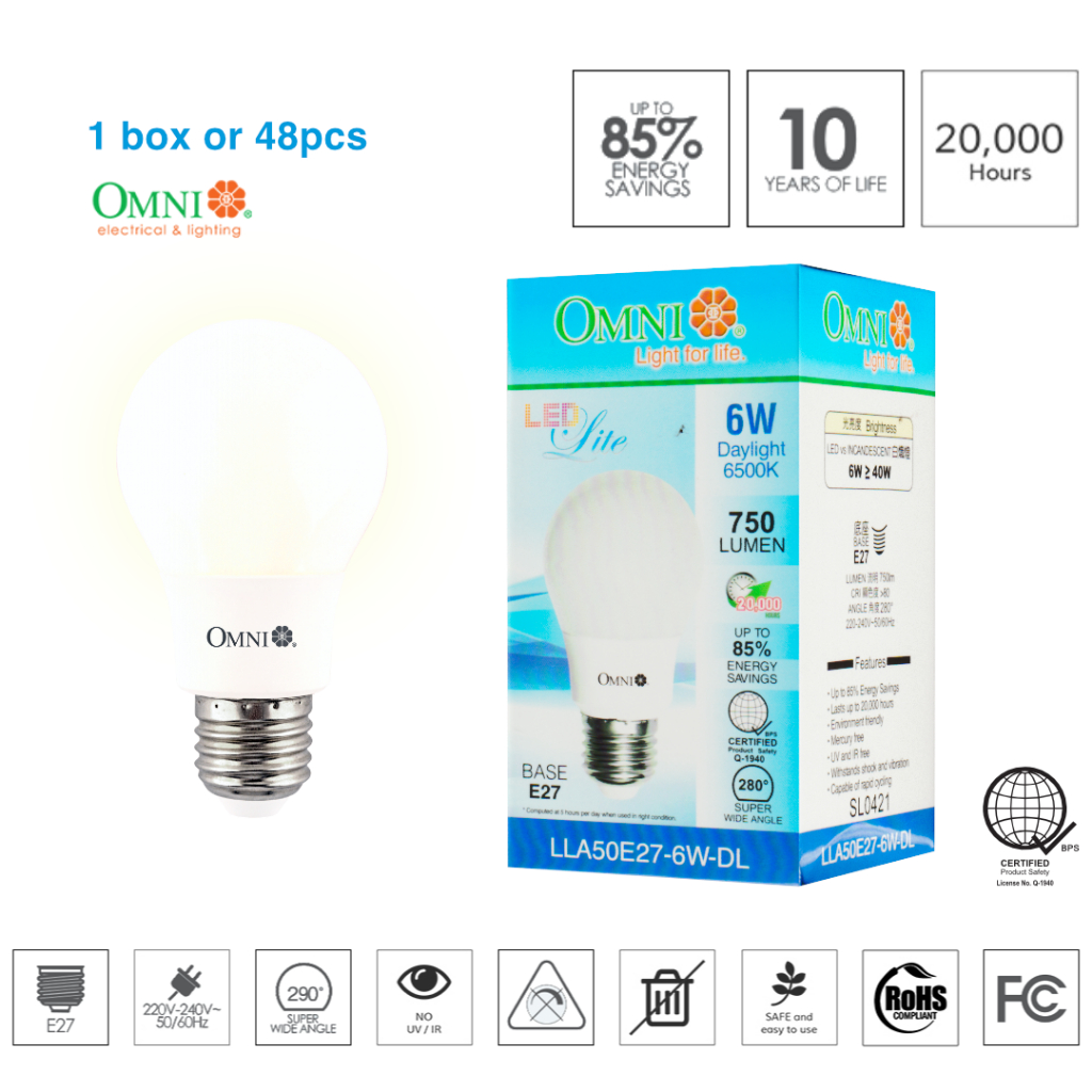 48pcs 6W Omni Light Emitting Diode LED Light Bulb 6 watts Daylight 48 ...