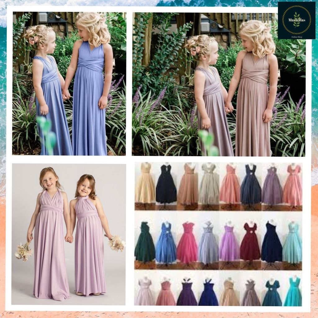 TDY Bella Floral Kids Size Matching Bridesmaid Convertible Dress