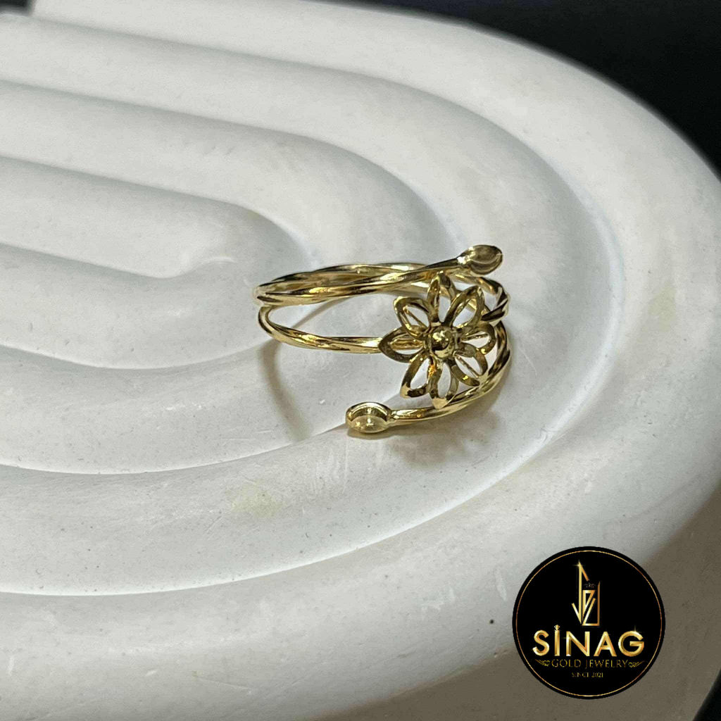 18k Spiral Flower Ring : Sinag Gold Jewelry | Shopee Philippines