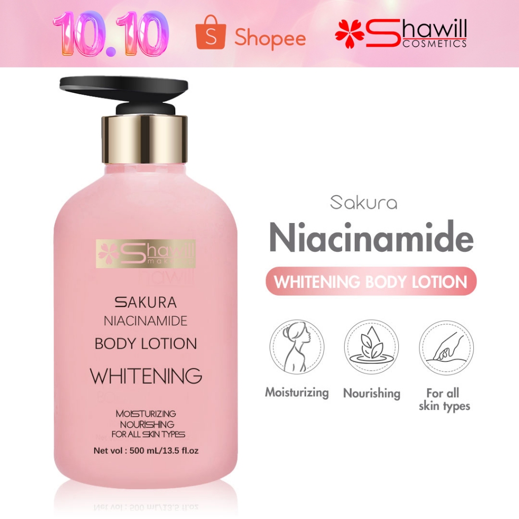 Shawill Cosmetics Sakura Niacinamide Body Lotion Care 500ml Whitens ...