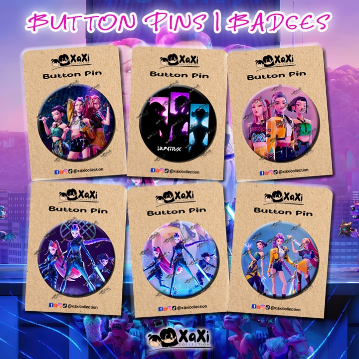 Huntrix Kpop Demon Hunters Button Pins Badges Group | 58mm 32mm ...