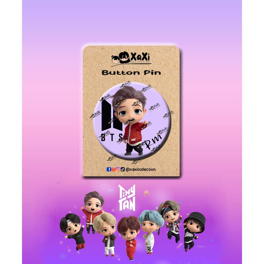 58mm BTS TinyTan Button Pin Badges | Kpop Jungkook, J-hope, RM, V