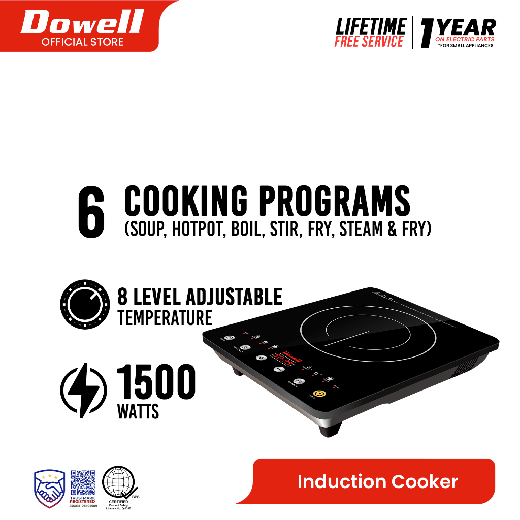 Dowell 6-Cooking Program Induction Cooker with Free 1 Stainless Pot ...