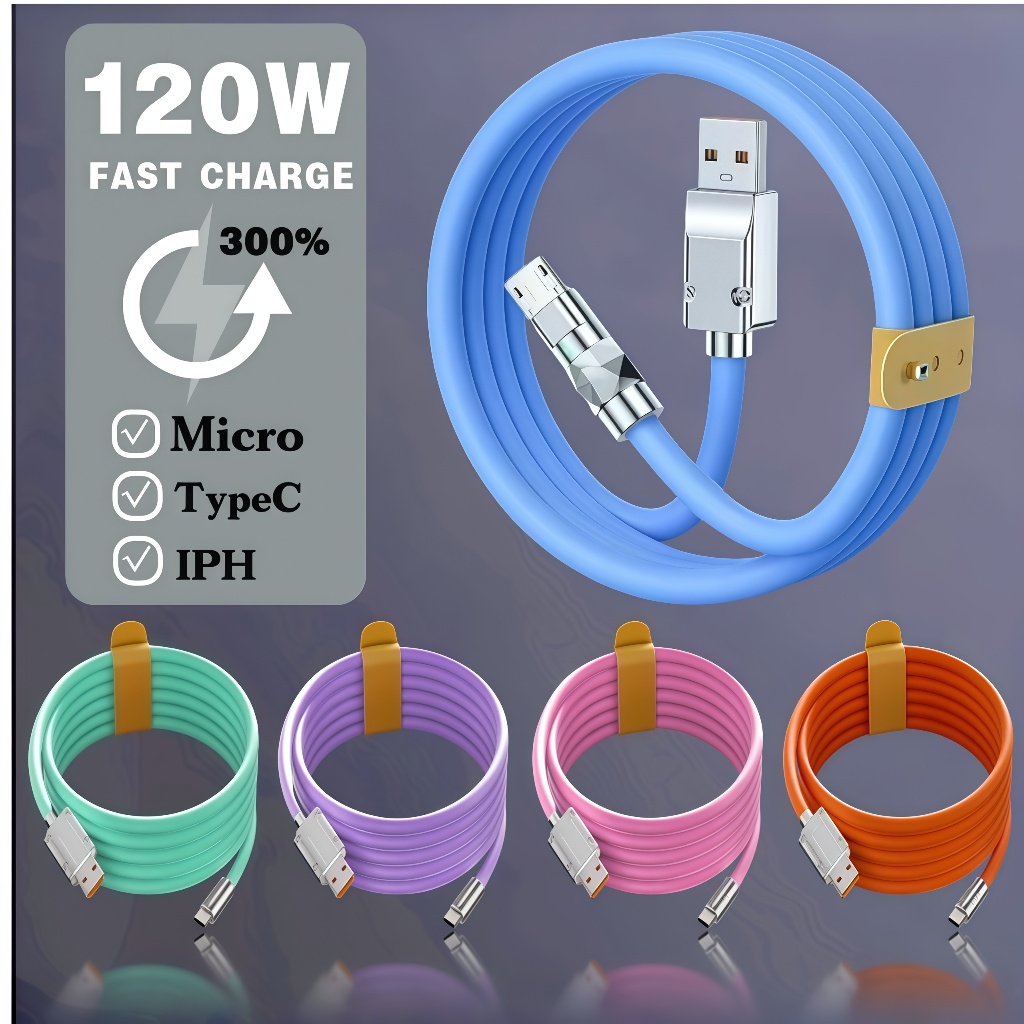 Original 120W Micro USB Liquid Silicone Cable Metal 6A Fast charging ...