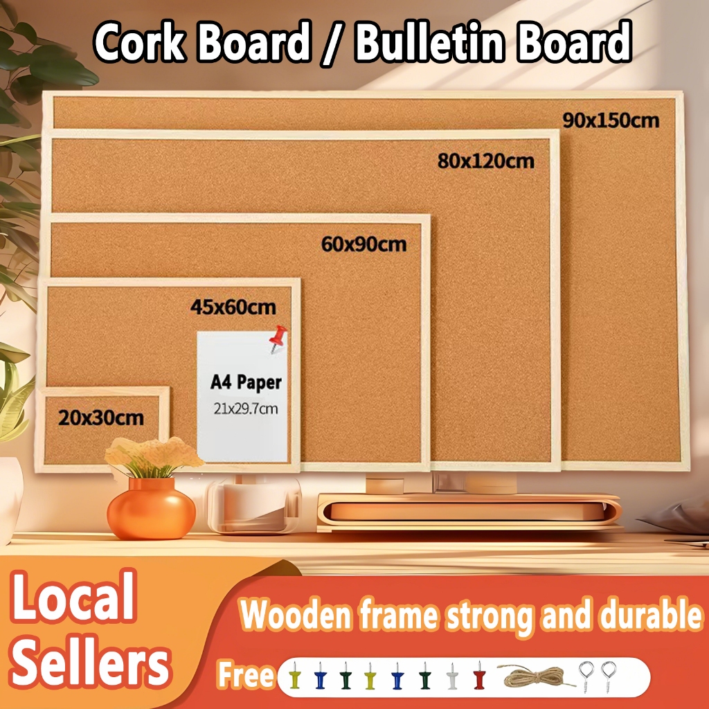 Wooden Frame Bulletin Cork Message Board Photo Wall Background Board ...