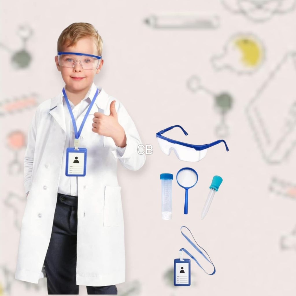 Scientists Unisex Costume For Kids Labgown And laboratory equipment ...
