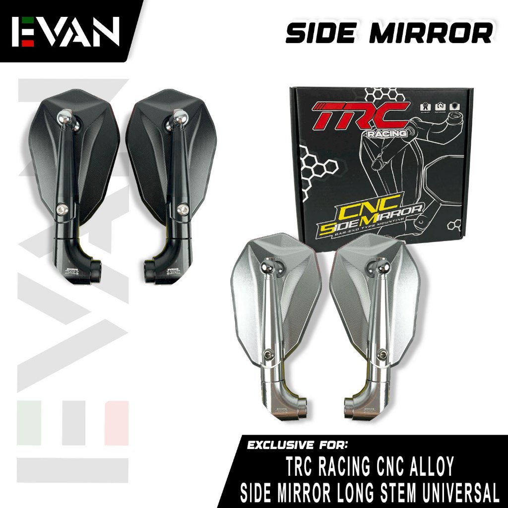 EVAN PH TRC Racing Long Stem CNC Alloy Universal Side Mirror For ...