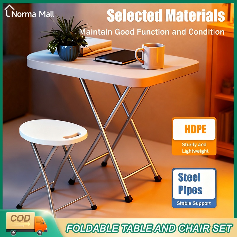 Norma Foldable Table Portable Folding Table Set Household Dinner Table ...