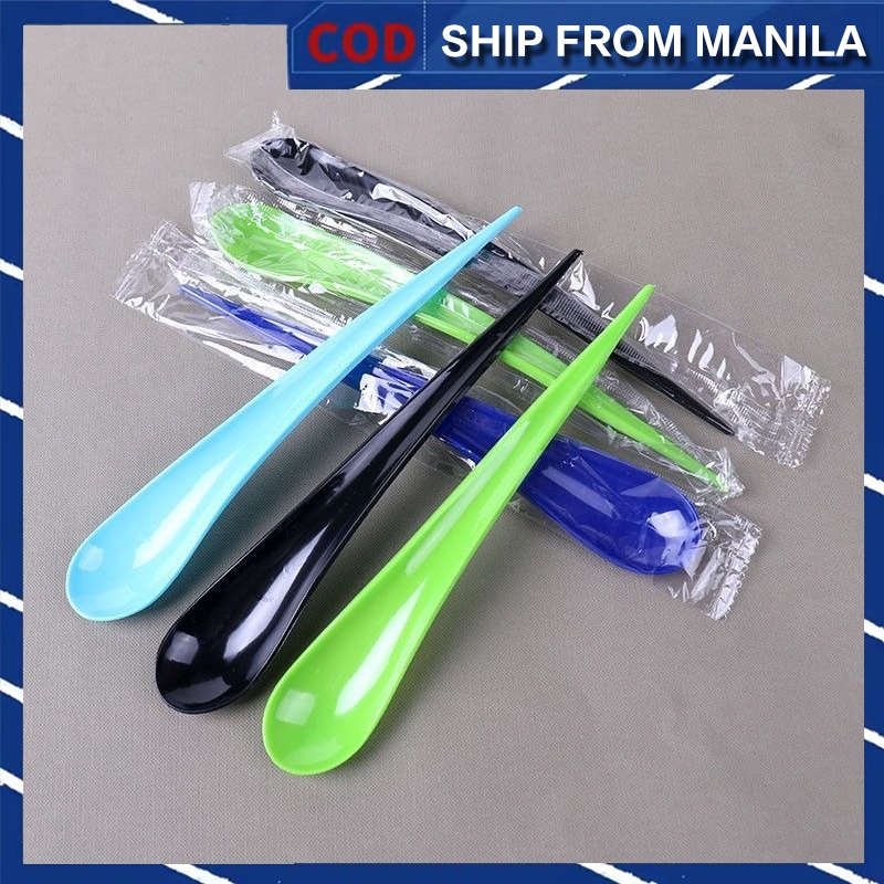 100 Pcs/Pack Individually Packaged Spoon Multicolor Dessert Disposable ...
