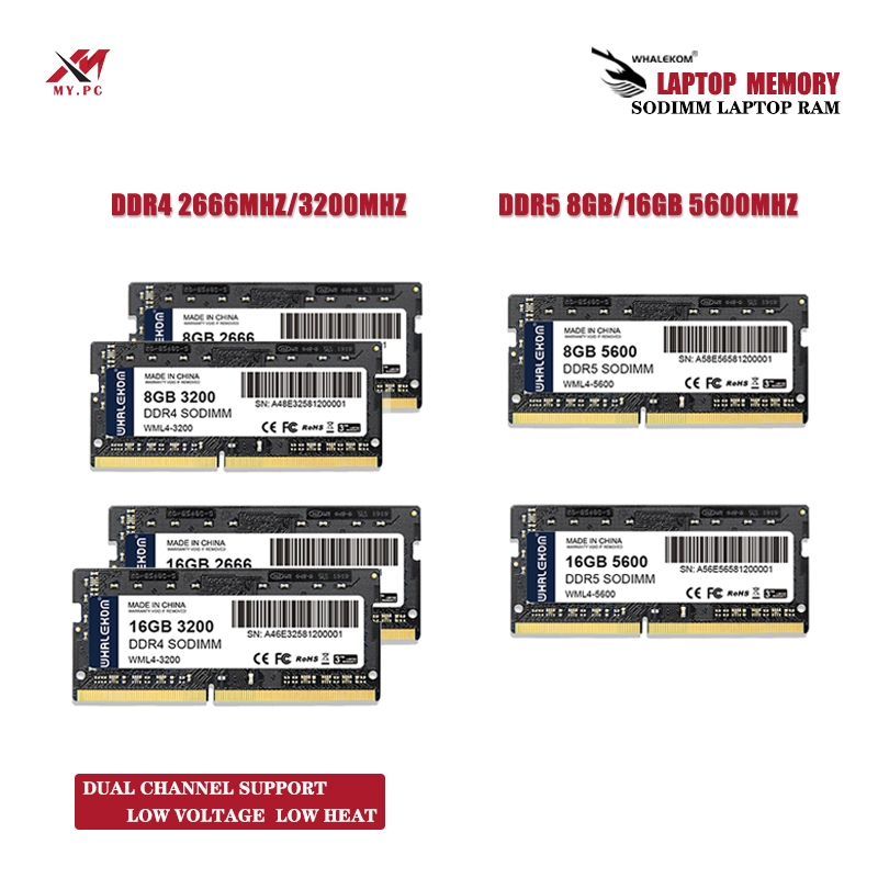 Whalekom laptop Memory DDR4 RAM 8GB 16GB 2666Mhz 3200Mhz DDR5 8gb 16gb ...