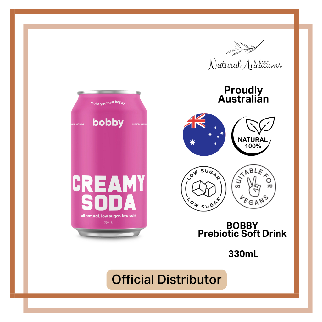 Bobby Prebiotic Soda Creamy Soda 330ml – Gut-Healthy, Low Sugar, Vegan ...