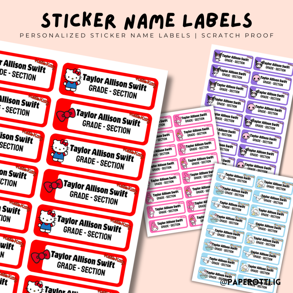 Personalized School Name Sticker Labels | Waterproof Vinyl Sticker ...