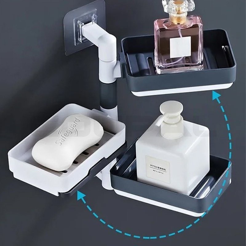 Three-Layer Rotating Drain Soap Rack Bathroom Storage Rack Wall-Mounted ...