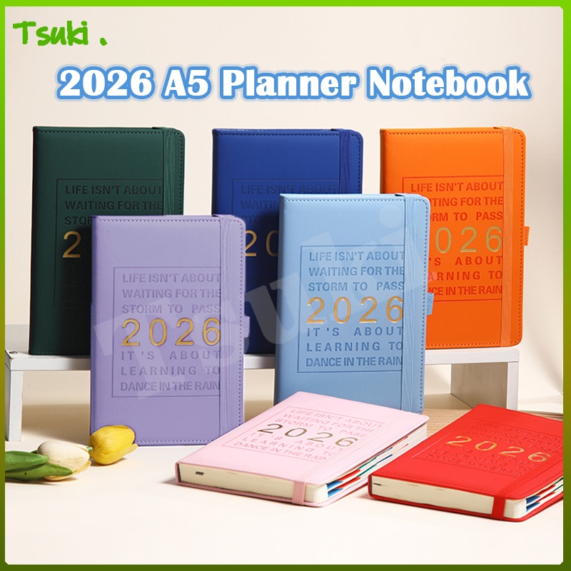 2026 Weekly & Monthly Planner A5 Notebook 100 GSM Paper PU Leather Hard ...