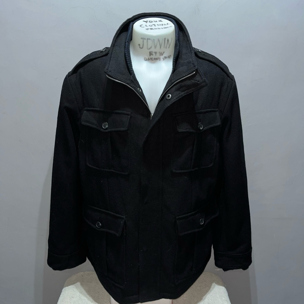 MERONA FULLZIP SNAP BUTTON MILITARY LINED JACKET MEN’S SIZE XL-2XL WOOL ...