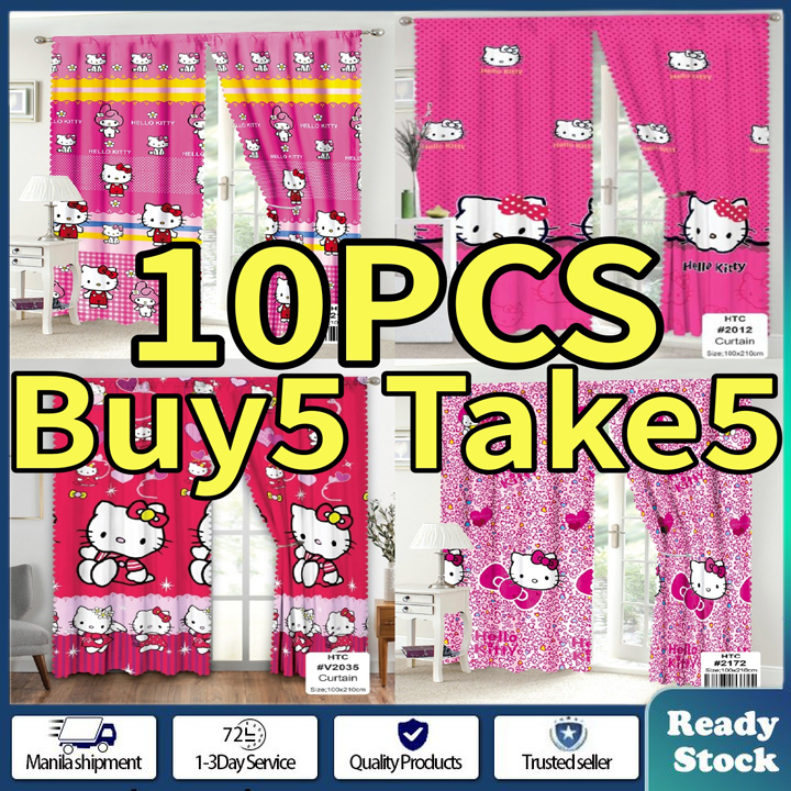 10PCS Hello Kitty Window Curtain Home Decor Cotton Curtain Kurtina ...