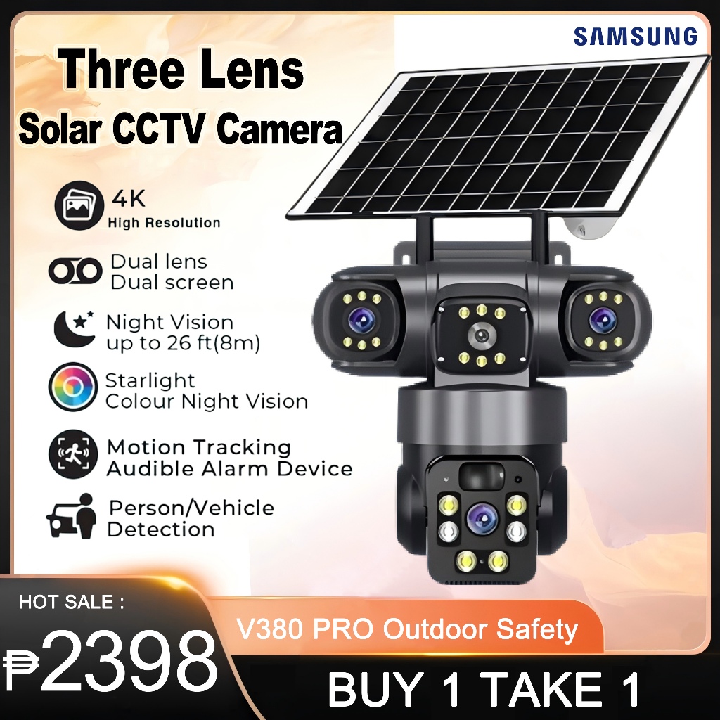 BUY 1 TAKE 1 V380 Pro 4K Solar CCTV Camera Outdoor With Wifi 360 ...
