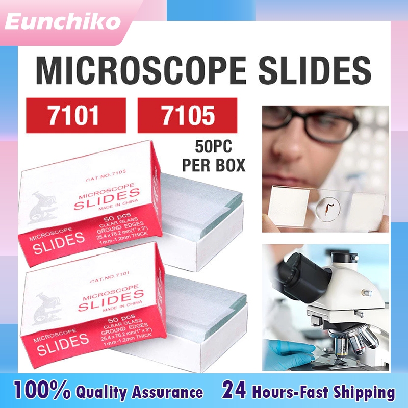 50PCS/Box Microscope Glass Slide Reusable Biological Medical School ...