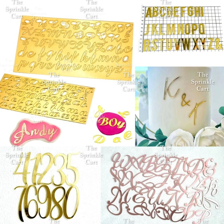 Alphabet Lettering and Number Cursive Acrylic Set DIY Calligraphy ...