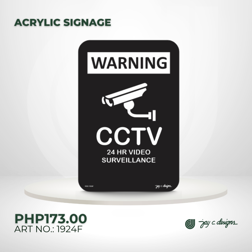 Acrylic Signage Cctv Acrylic Sign - Jay C. Designs - 1924 | Shopee ...