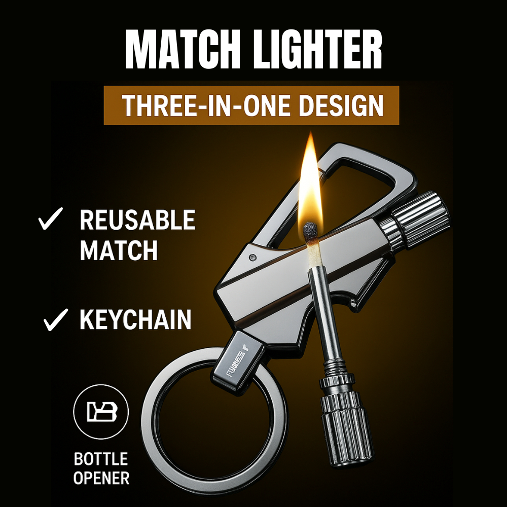 Match Fire Starter Keychain Lighter Fluid Refillable Reusable Windproof ...