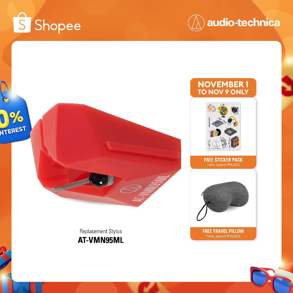 Audio-Technica AT-VMN95ML Microlinear Replacement Turntable Stylus [Red ...