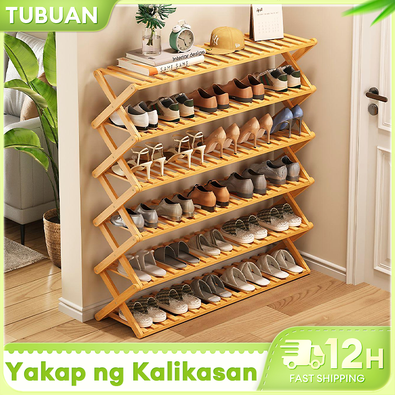 TUBUAN Bamboo Shoe Rack For High quality Shoes Storage X-shaped ...