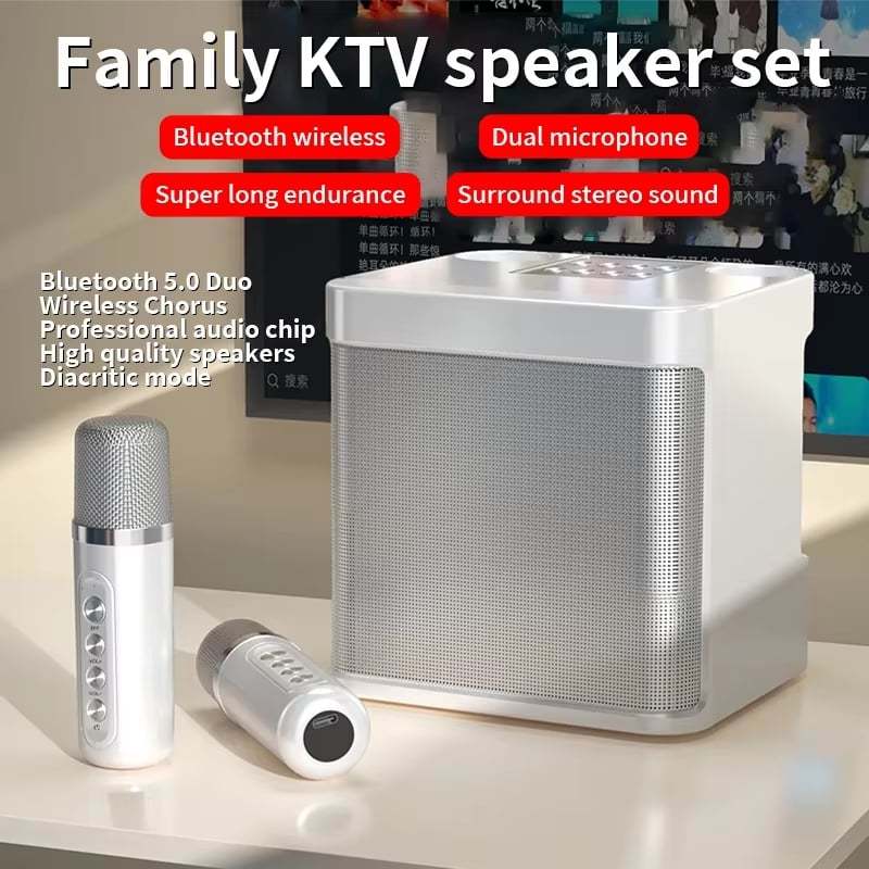Bluetooth Speaker with mic Wireless Bluetooth Dual Microphone Karaoke ...