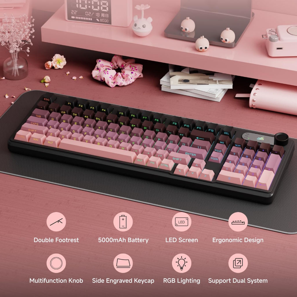 Zeus V102Pro Wireless Keyboard 99 Keys Membrane Gaming Keyboard W ...
