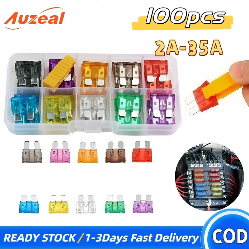100Pcs Car Auto Blade Fuse Assortment Set 2A To 35A Multiple Amperes ...