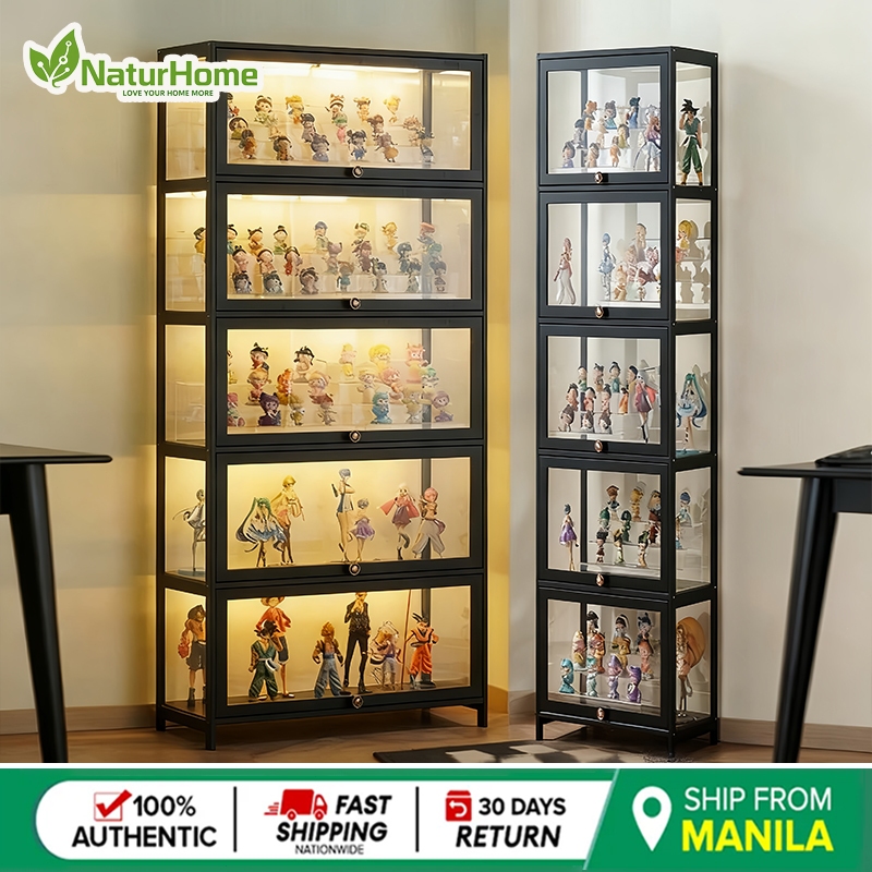 Acrylic Bamboo Display Cabinet 1D/2D5Layers42/62/82 Wooden Figure ...