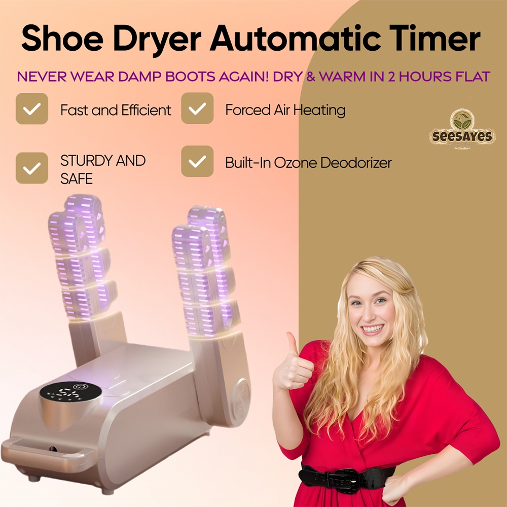 shoe Dryer 150W Adjustable Rack Timer Portable Shoes Warmer, Fast Heat ...