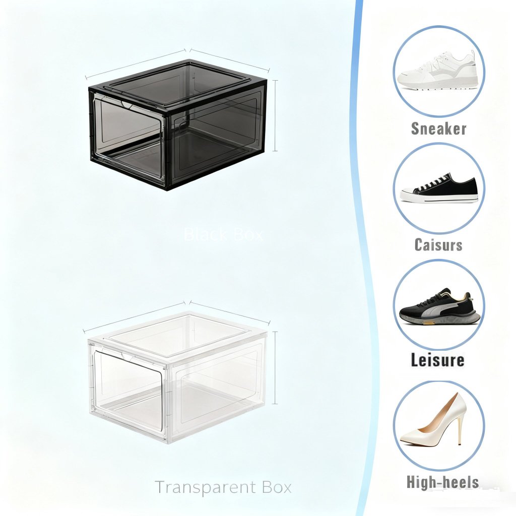Hard Case Magnetic Door Transparent Stackable acrylic sneaker shoe ...