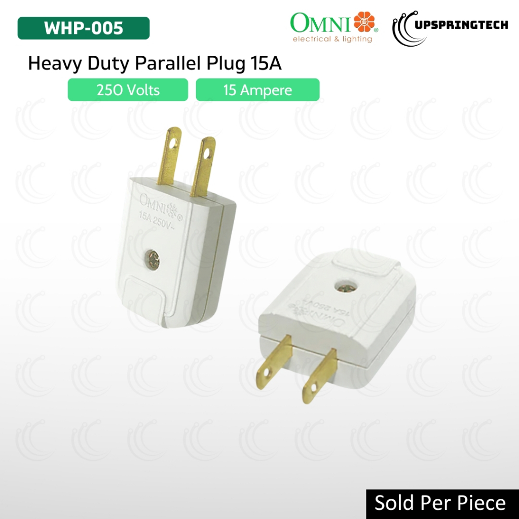 Omni WHP-005 Heavy-Duty Parallel Plug 15A 250V – High Capacity Flat Pin ...