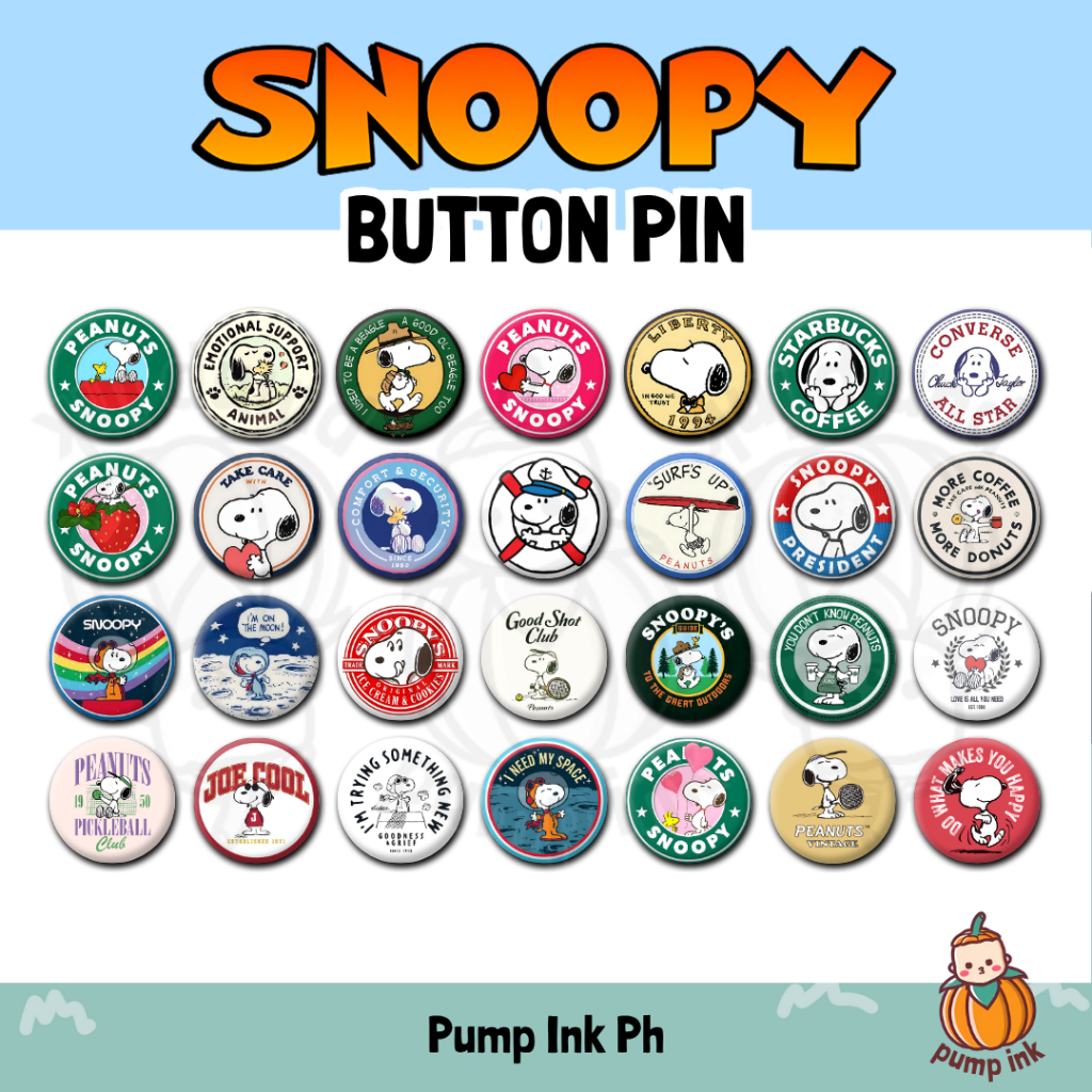 Snoopy Peanuts Button Pin Badge Pin | Cartoon Cute Merch | Fanmade by ...
