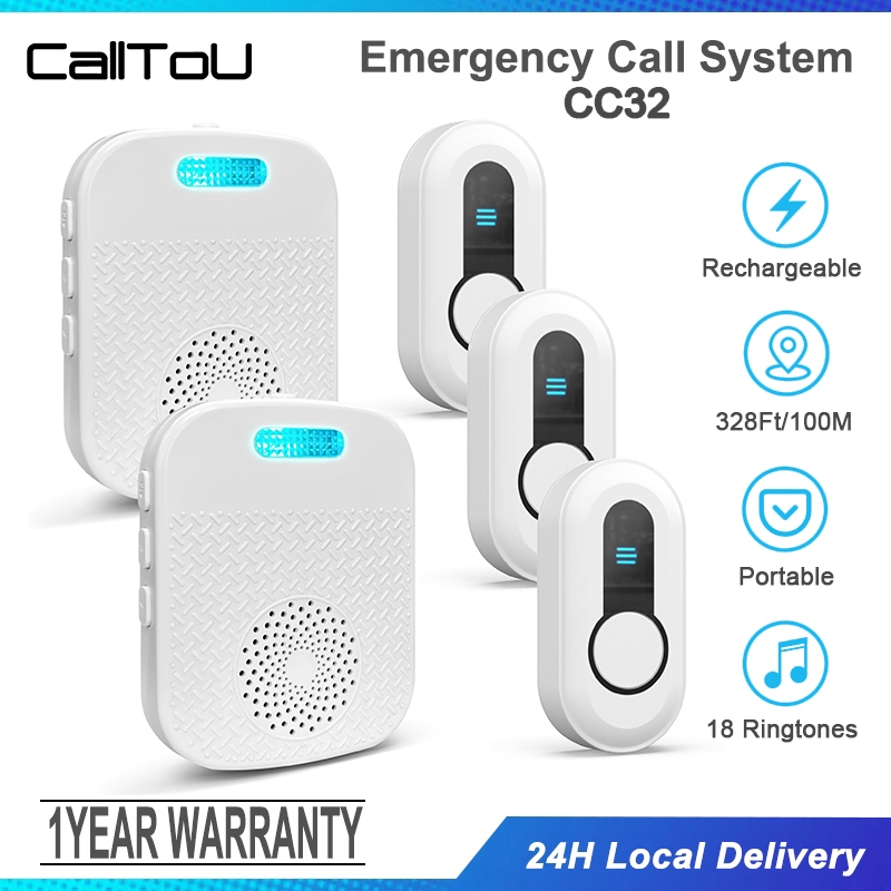 CallToU Caregiver Call Button Beeper Pager System Rechargeable ...