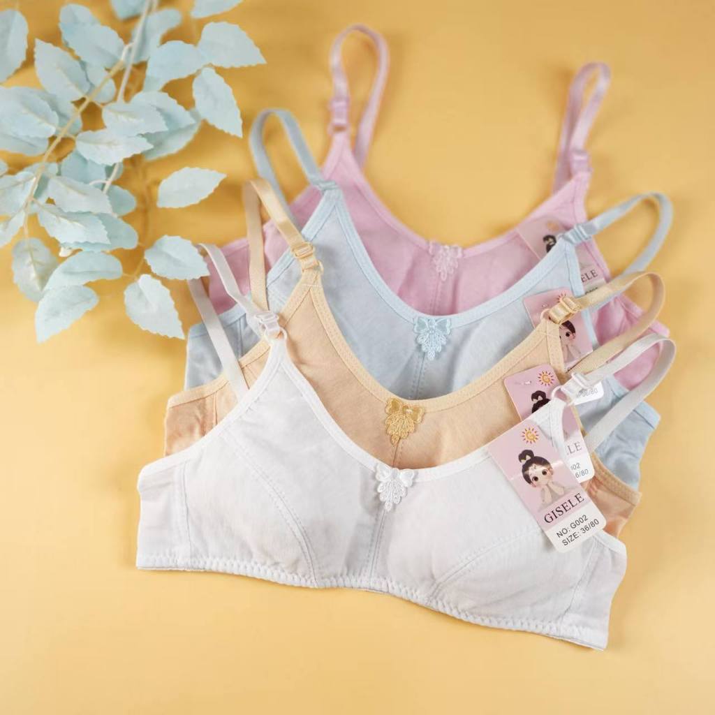 3pcs Cotton Girls First Bra Non-Wired Adjustable Comfortable Beginner ...