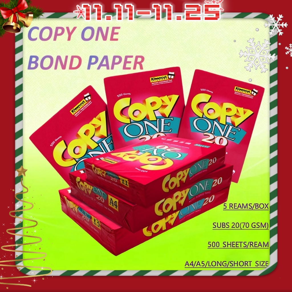 COPY ONE White Bond Paper 1 Ream - 70 GSM 500 Sheets | A4-A5-Long-Short ...