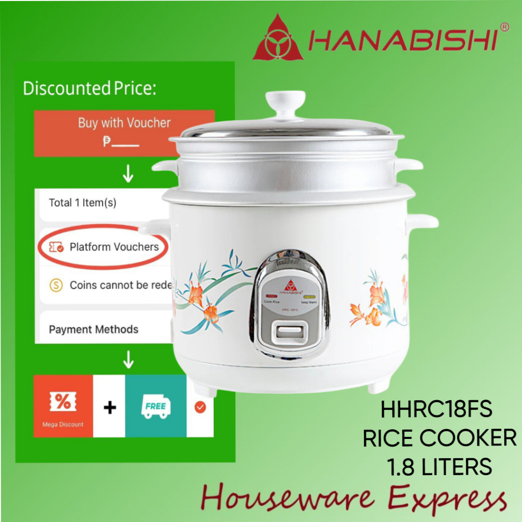 Hanabishi HHRC18FS Rice Cooker 1.8L HHRC-18FS (Houseware Express ...