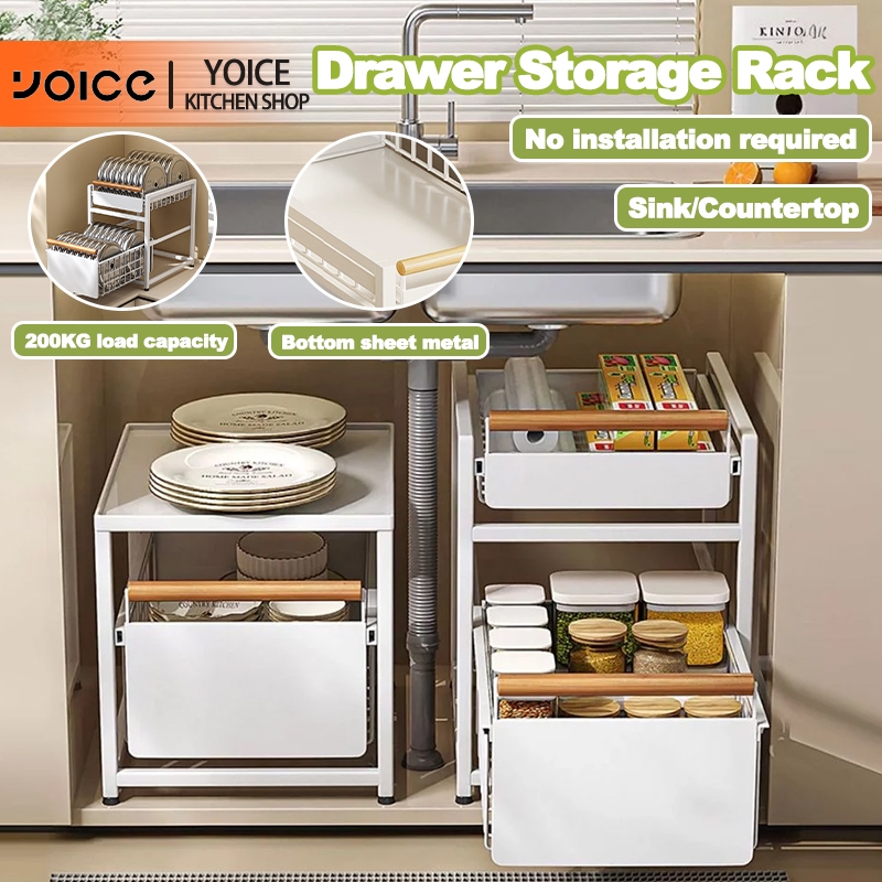 YOICE Pull Out Kitchen Organizer Under Sink Organizer Rack ...